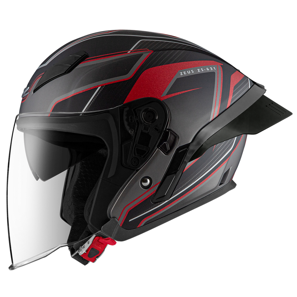 ZEUS ZS-631 BS1 消光黑/紅 彩繪 四分之三 半罩式  大鴨尾