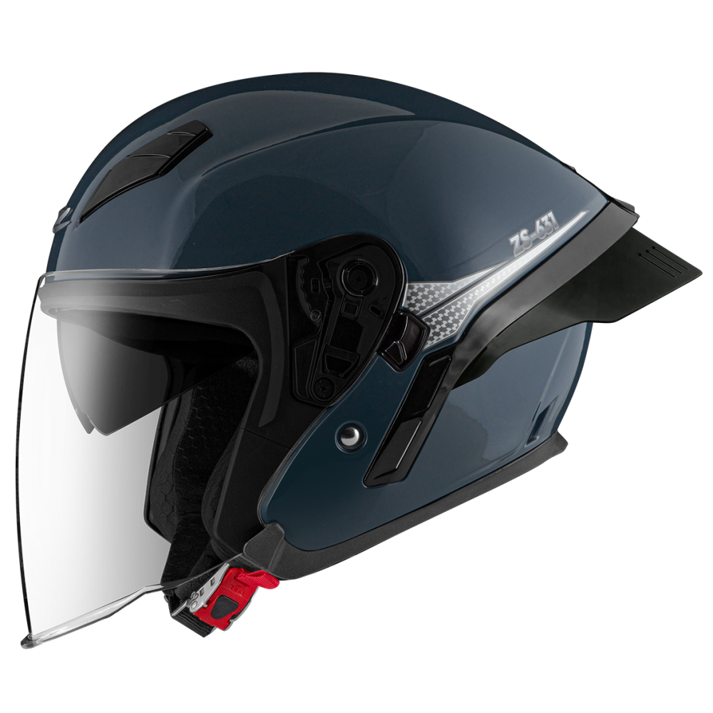 ZEUS ZS-631 BS2 水泥藍/銀 素色 四分之三 半罩式  大鴨尾