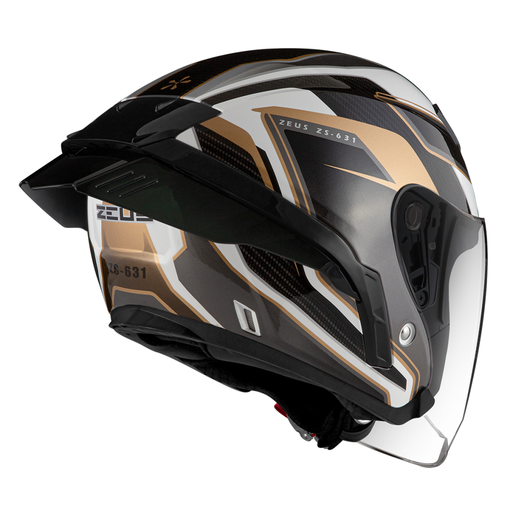 ZEUS ZS-631 BS1 白/金 彩繪 四分之三 半罩式  大鴨尾