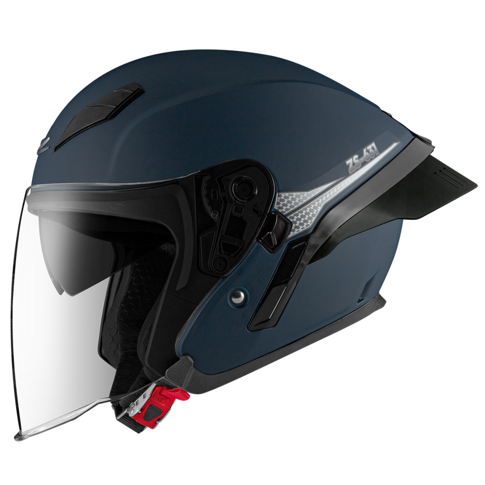 ZEUS ZS-631 BS2 消光石墨藍/銀 素色 四分之三 半罩式  大鴨尾