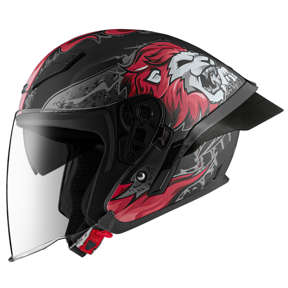 ZEUS ZS-631 BS3 消光黑/紅 彩繪 四分之三 半罩式  大鴨尾