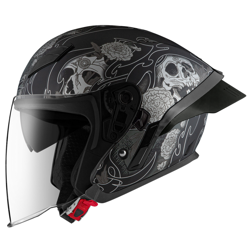 ZEUS ZS-631 BS5 消光黑/銀 彩繪 四分之三 半罩式  大鴨尾