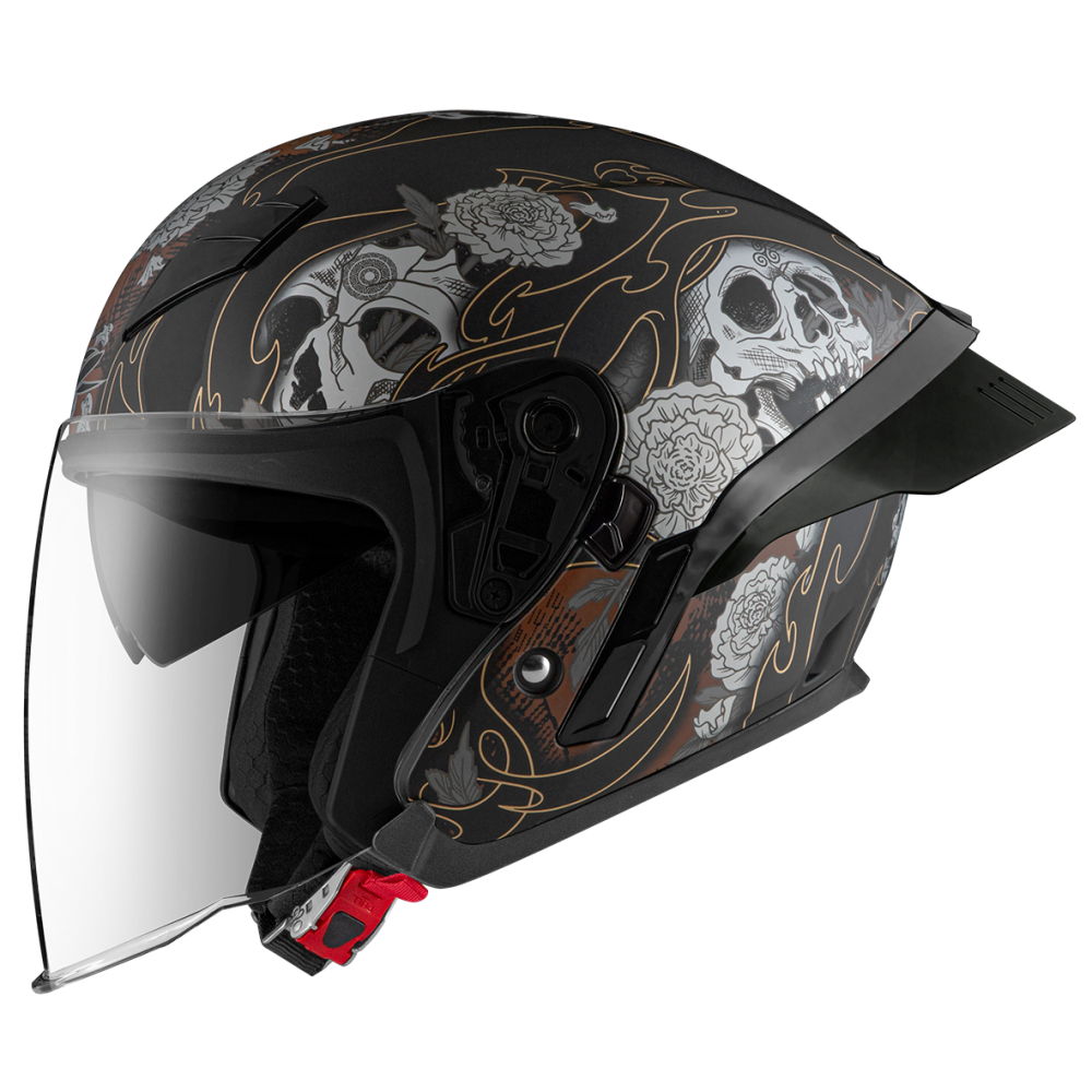 ZEUS ZS-631 BS5 消光黑/咖啡 彩繪 四分之三 半罩式  大鴨尾