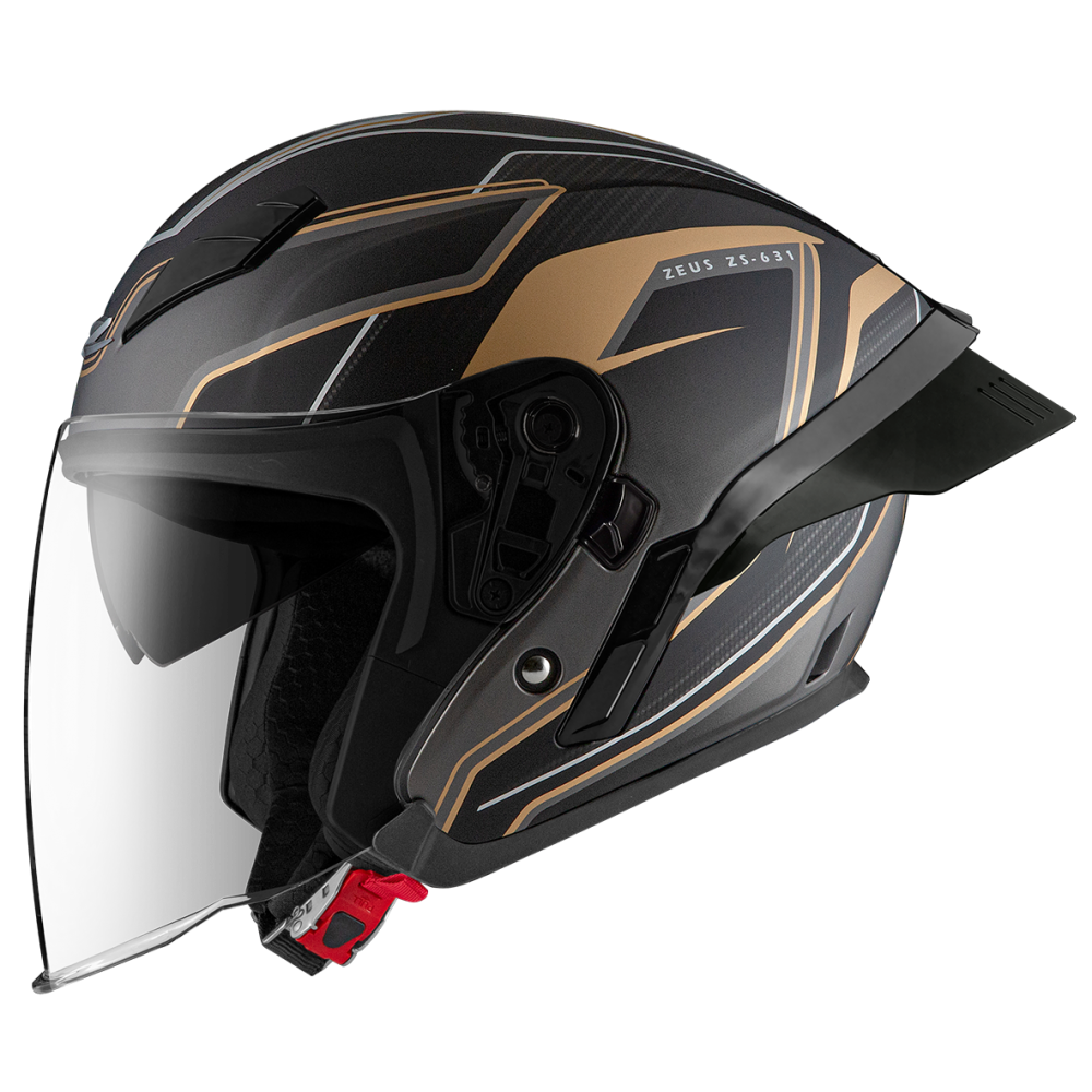 ZEUS ZS-631 BS1 消光黑/金 彩繪 四分之三 半罩式  大鴨尾