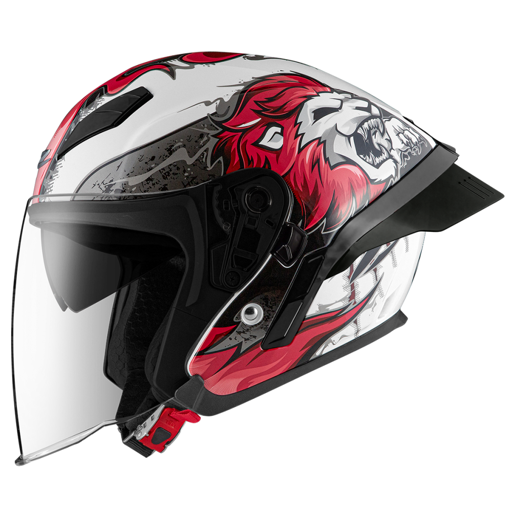 ZEUS ZS-631 BS3 白/紅 彩繪 四分之三 半罩式  大鴨尾