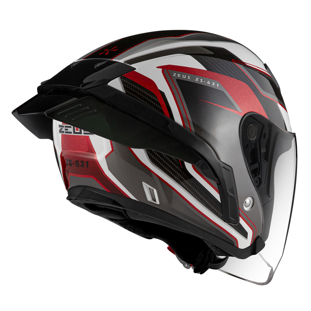 ZEUS ZS-631 BS1 白/紅 彩繪 四分之三 半罩式  大鴨尾