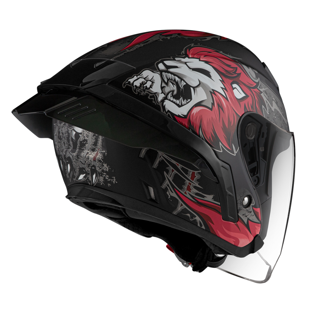 ZEUS ZS-631 BS3 消光黑/紅 彩繪 四分之三 半罩式  大鴨尾