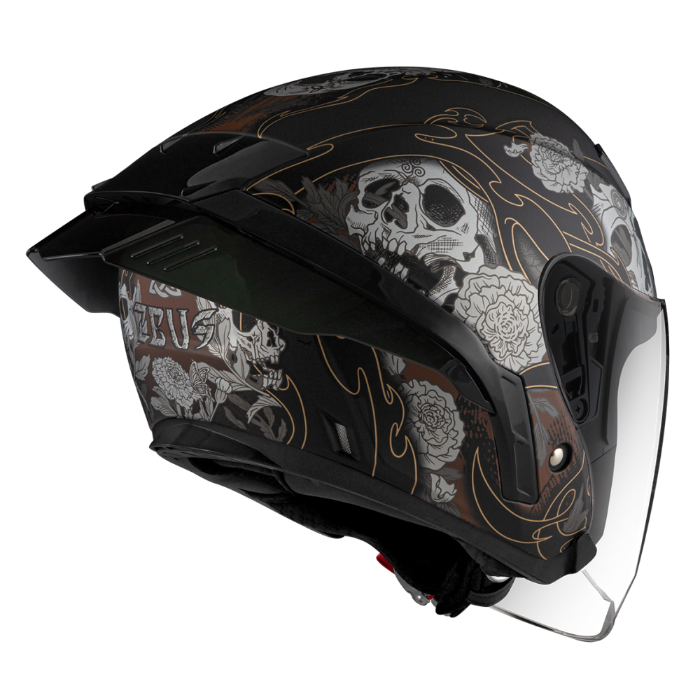 ZEUS ZS-631 BS5 消光黑/咖啡 彩繪 四分之三 半罩式  大鴨尾