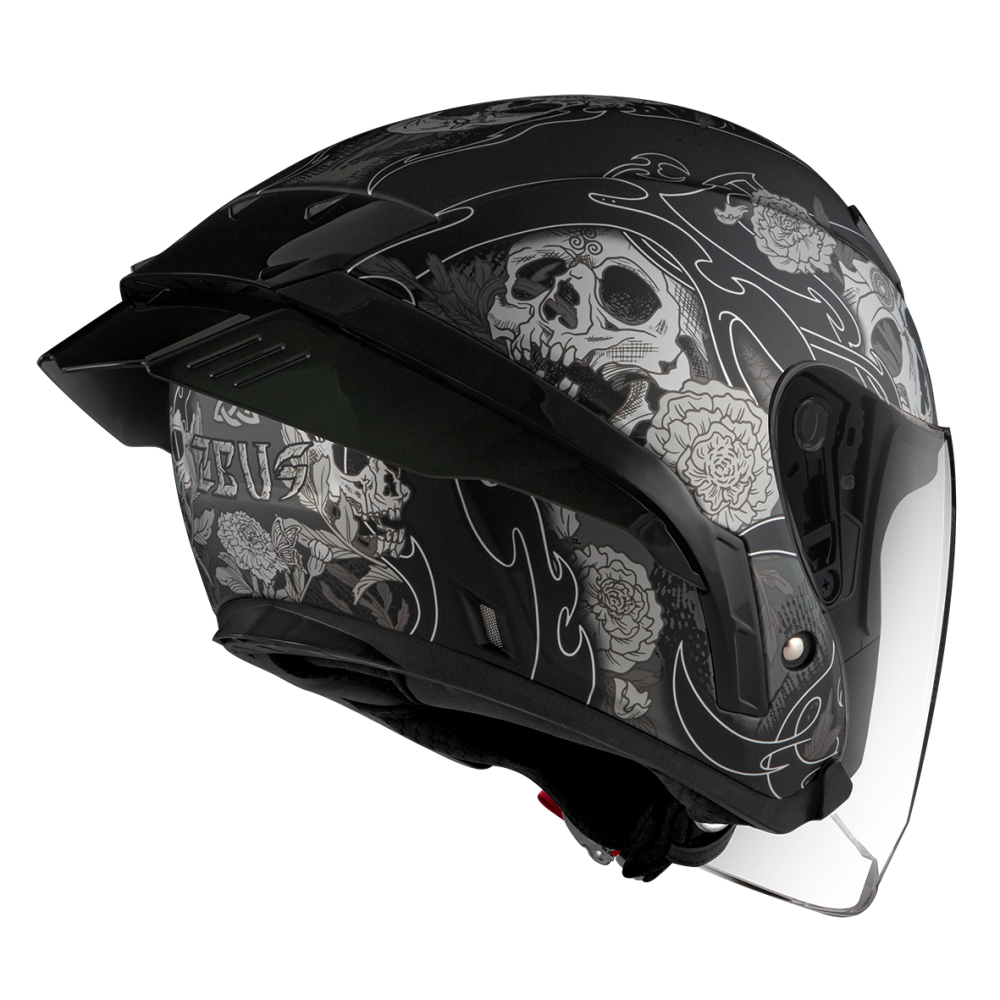 ZEUS ZS-631 BS5 消光黑/銀 彩繪 四分之三 半罩式  大鴨尾