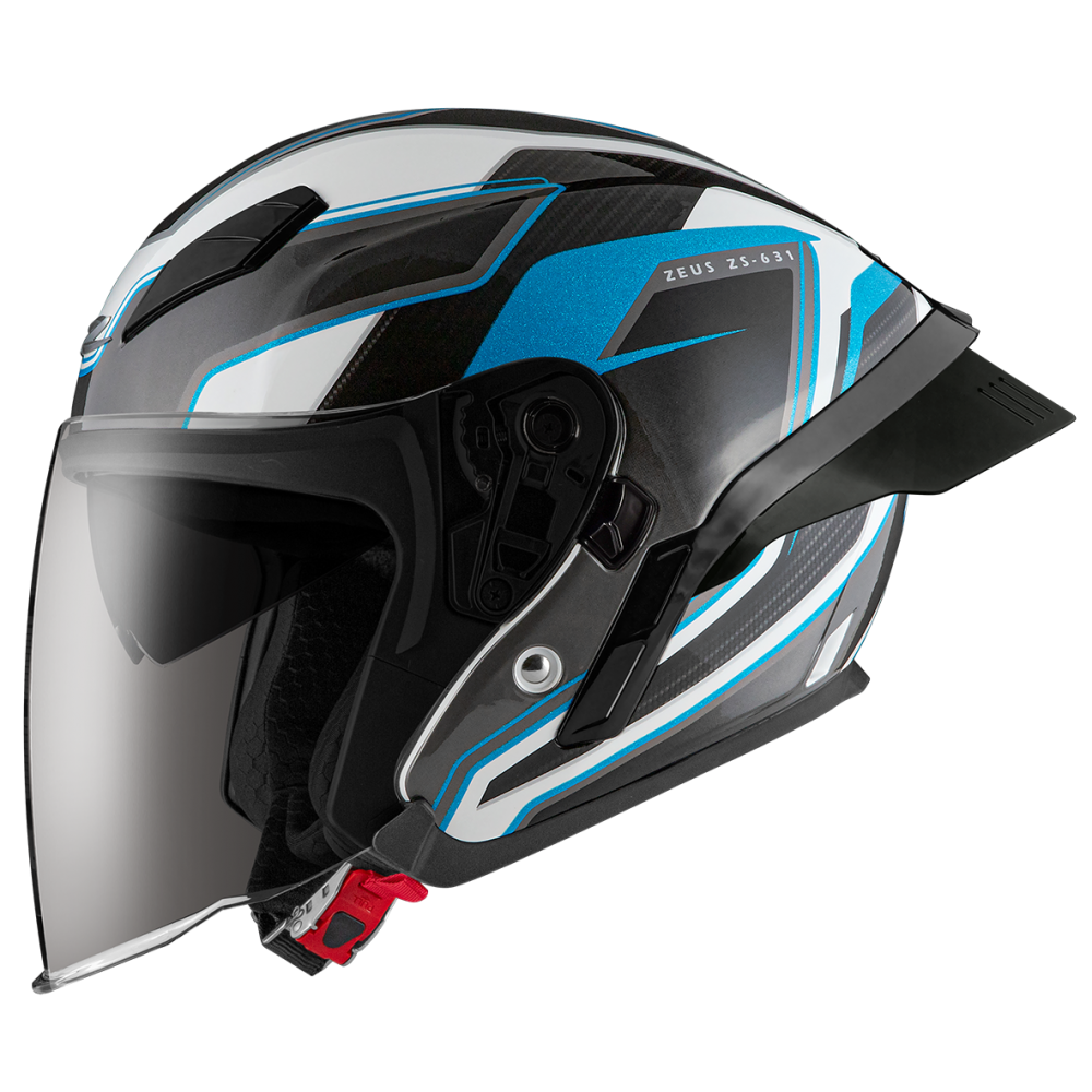 ZEUS ZS-631 BS1 白/藍 彩繪 四分之三 半罩式  大鴨尾