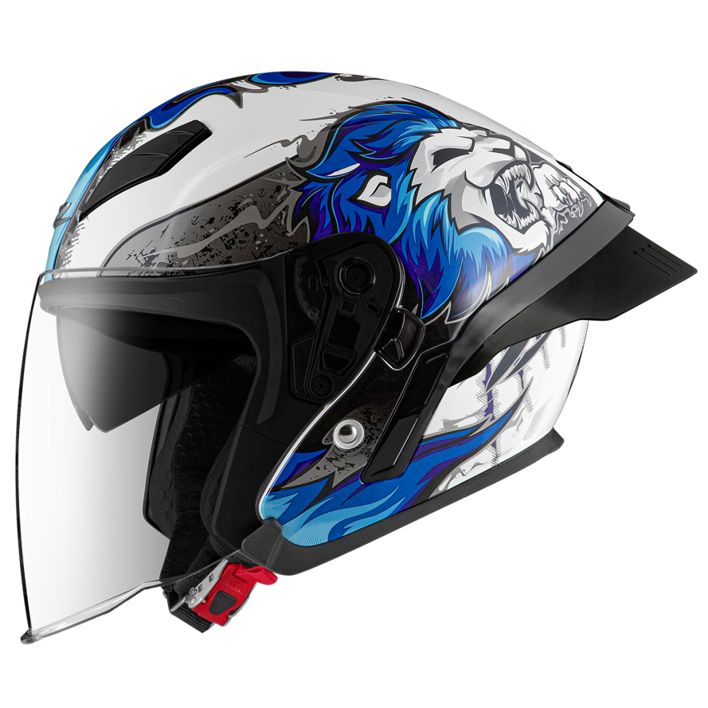 ZEUS ZS-631 BS3 白/藍 彩繪 四分之三 半罩式  大鴨尾