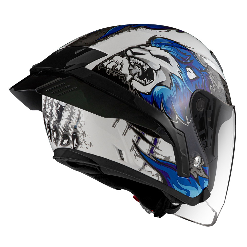 ZEUS ZS-631 BS3 白/藍 彩繪 四分之三 半罩式  大鴨尾