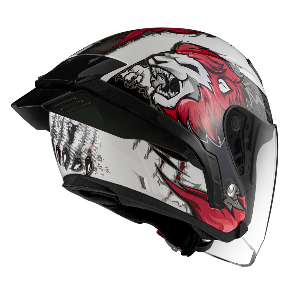 ZEUS ZS-631 BS3 白/紅 彩繪 四分之三 半罩式  大鴨尾