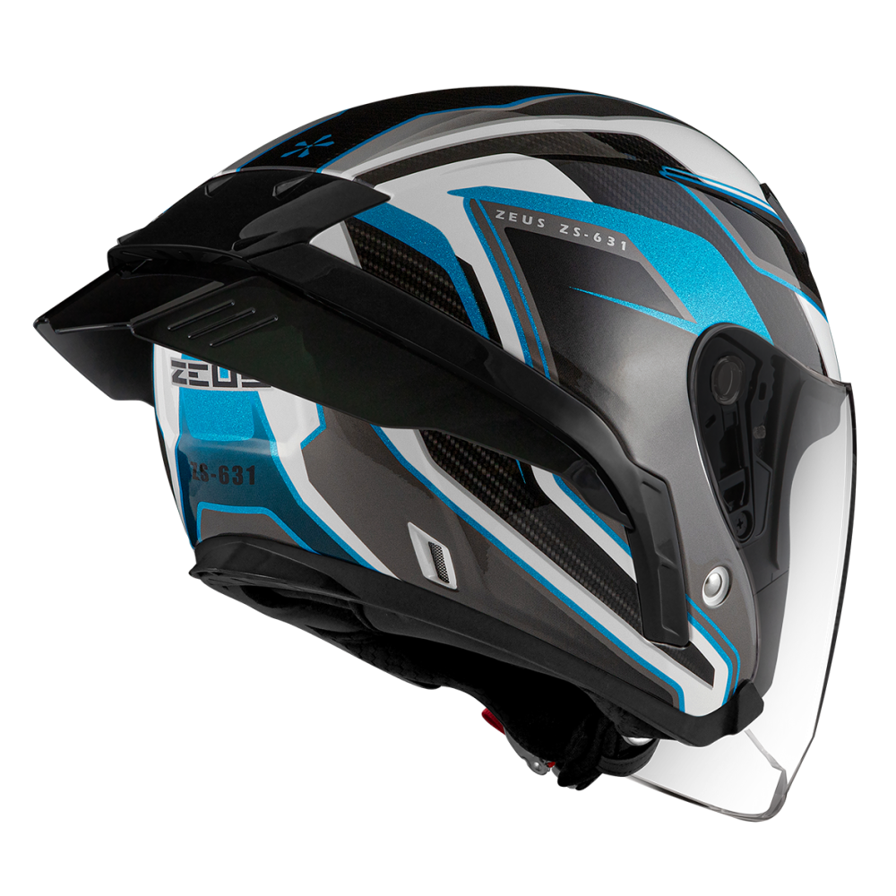 ZEUS ZS-631 BS1 白/藍 彩繪 四分之三 半罩式  大鴨尾