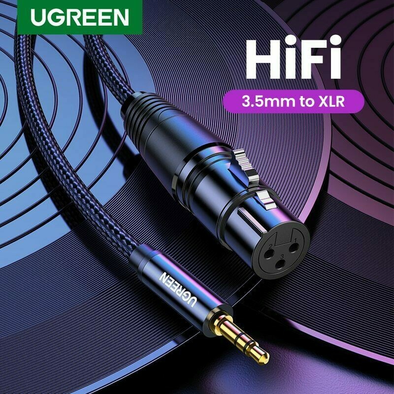 UGREEN 綠聯 AV182 卡農線 Cannon 轉3.5mm音訊連接線 Cannon 接頭公對母 UG-20244 (2M)