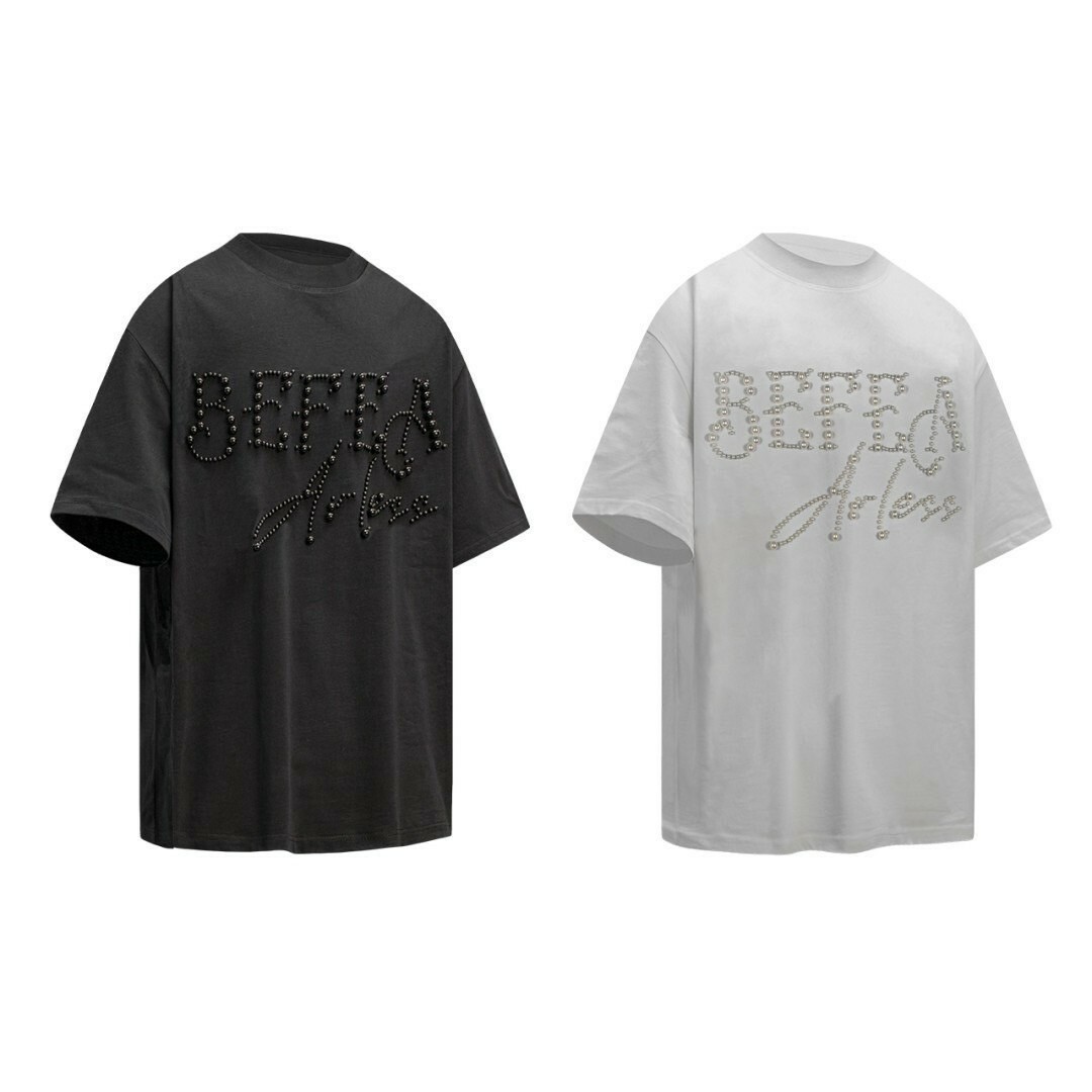 UNISEX 美式 復古 珍珠 上衣 #短袖