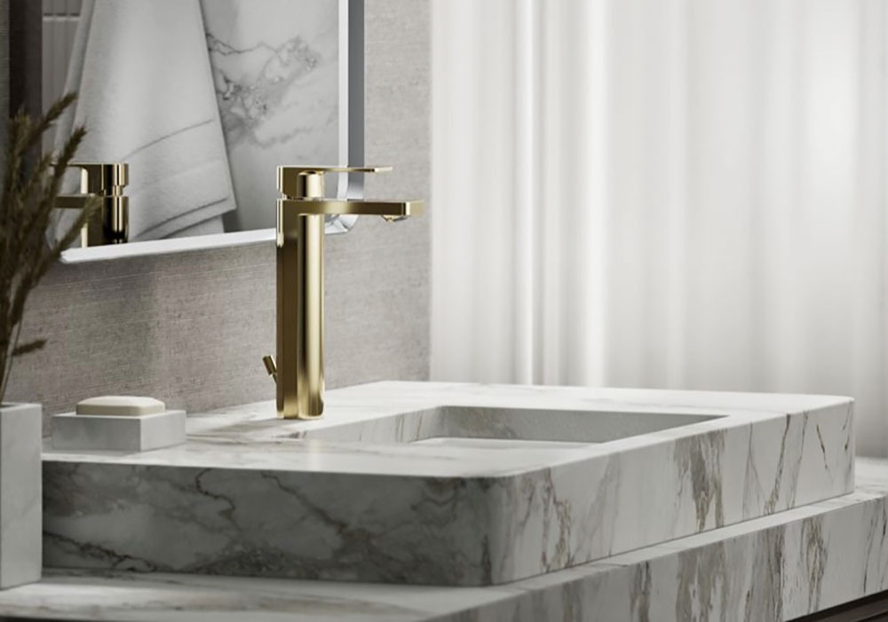 KOHLER Parallel加高臉盆龍頭法蘭金K-23475T-4-AF