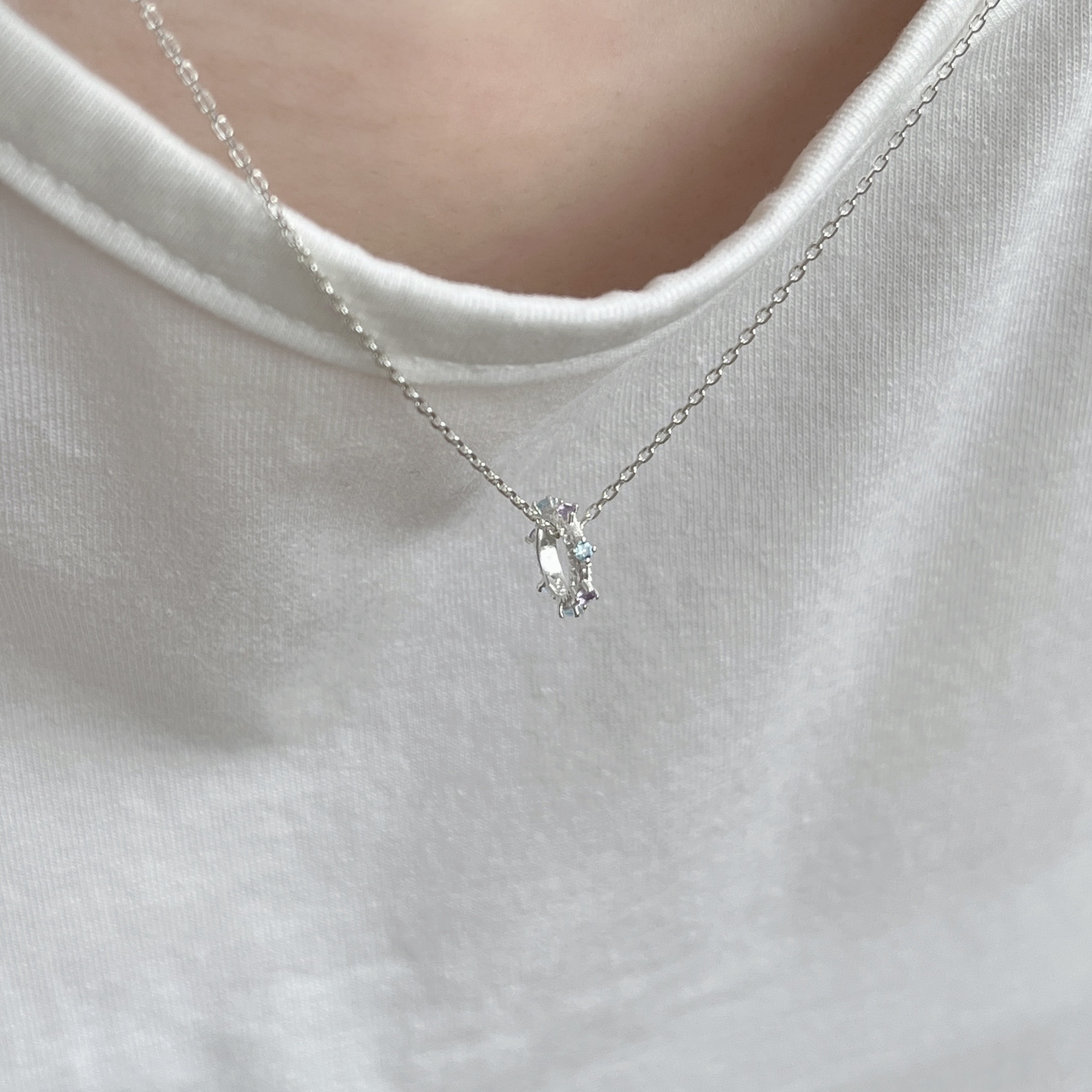 整圈滾邊小四爪紫水晶托帕石圈圈串飾