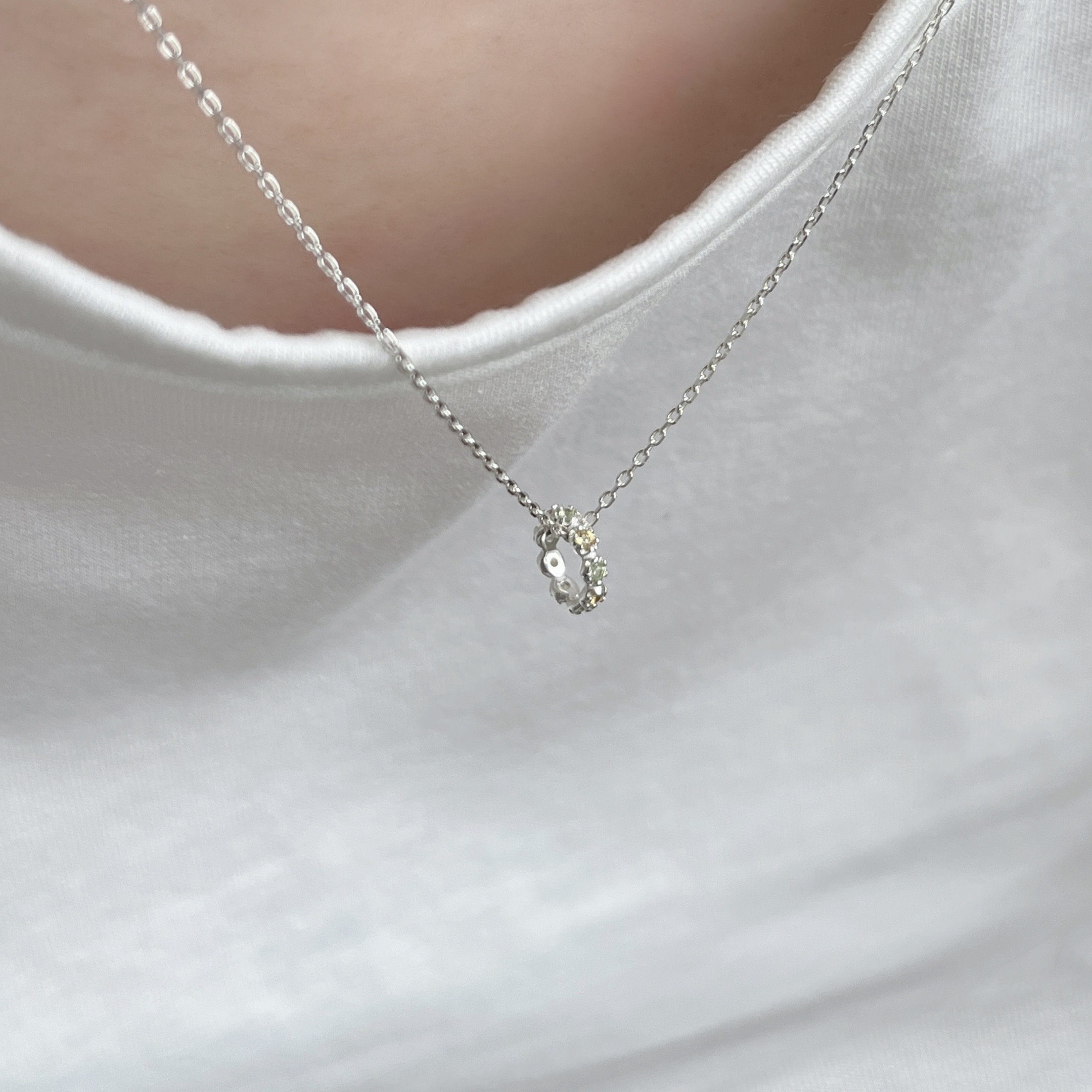 整圈小花橄欖石黃水晶圈圈串飾