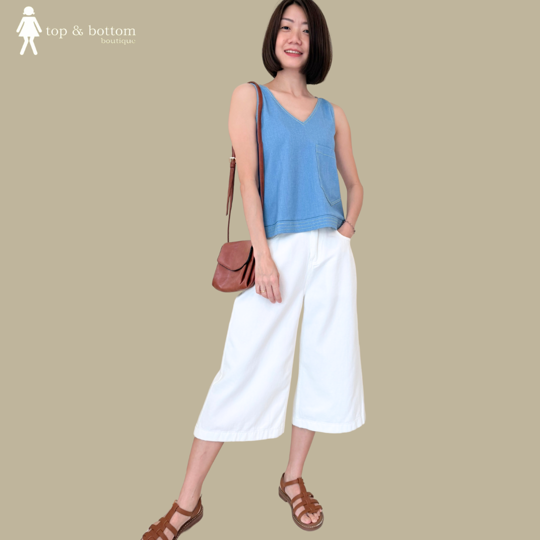 V NECK SLEEVELESS STRAP BLOUSE