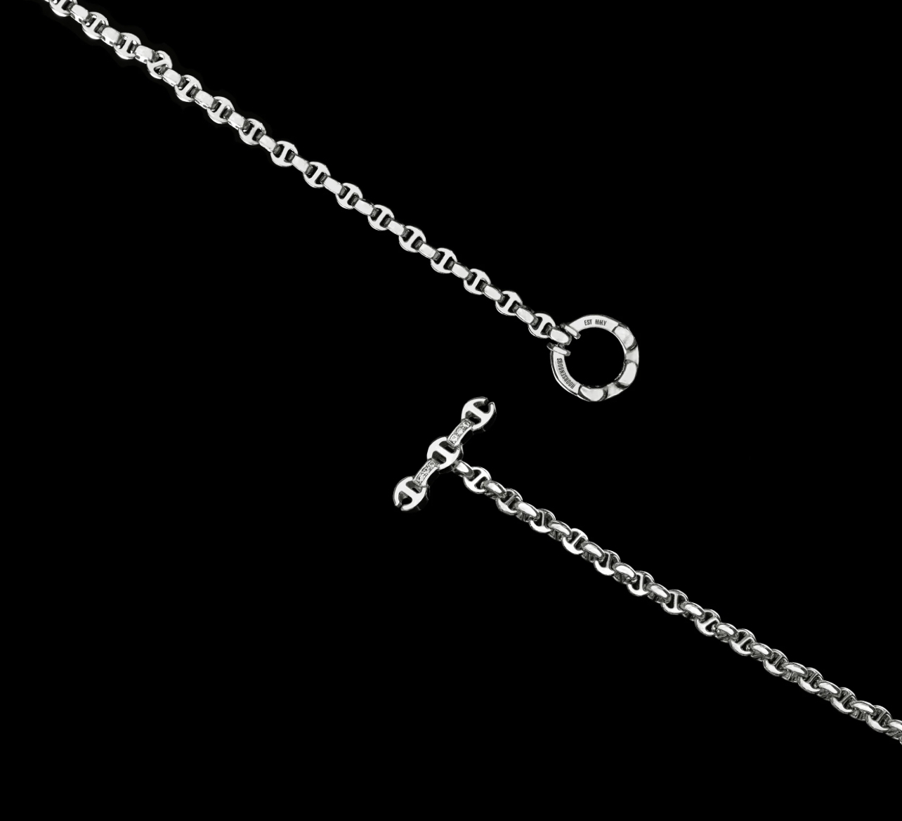 HB040 3mm  MICRO OPEN-LINK NECKLACE w/White Diamond