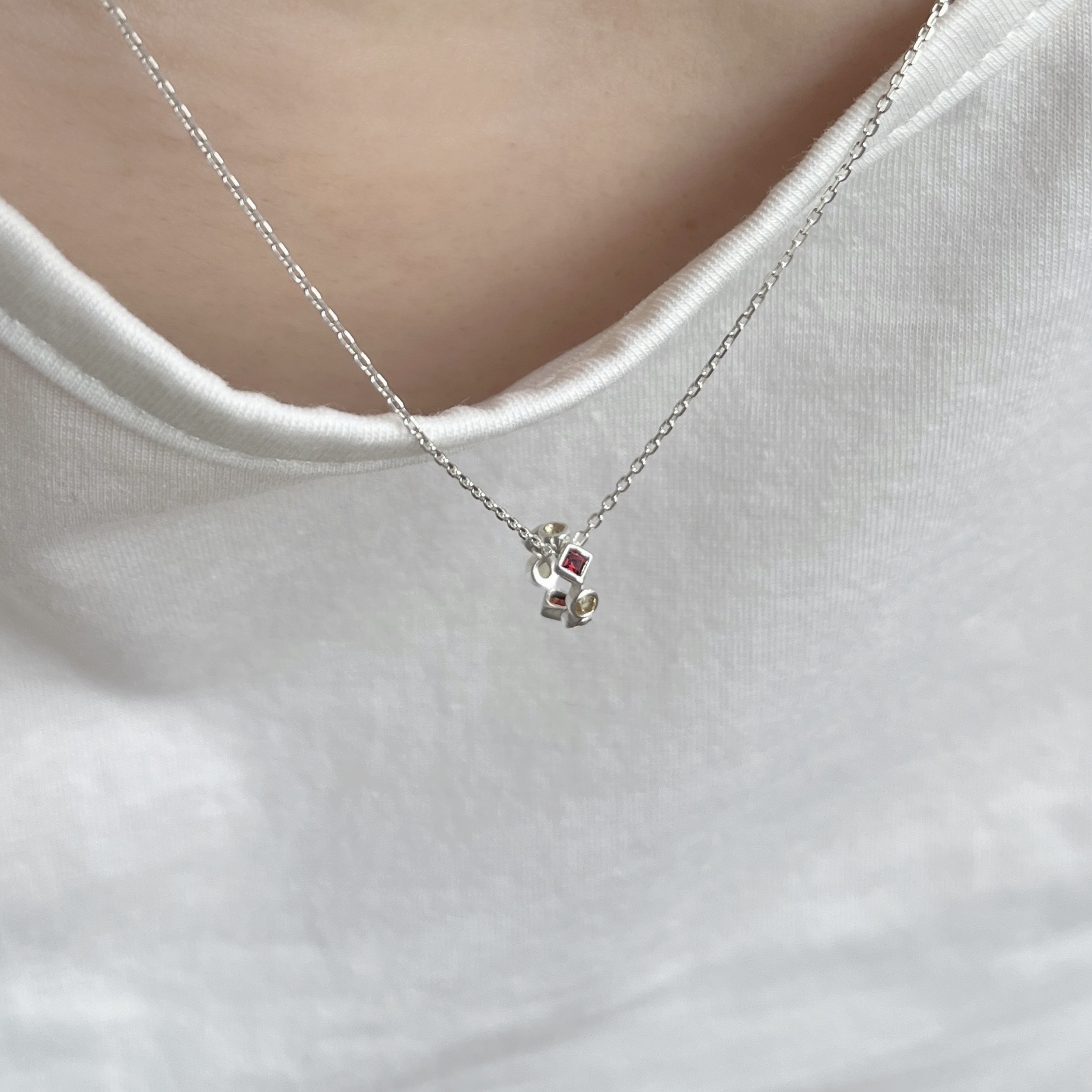 整圈圓菱黃水晶石榴石圈圈串飾