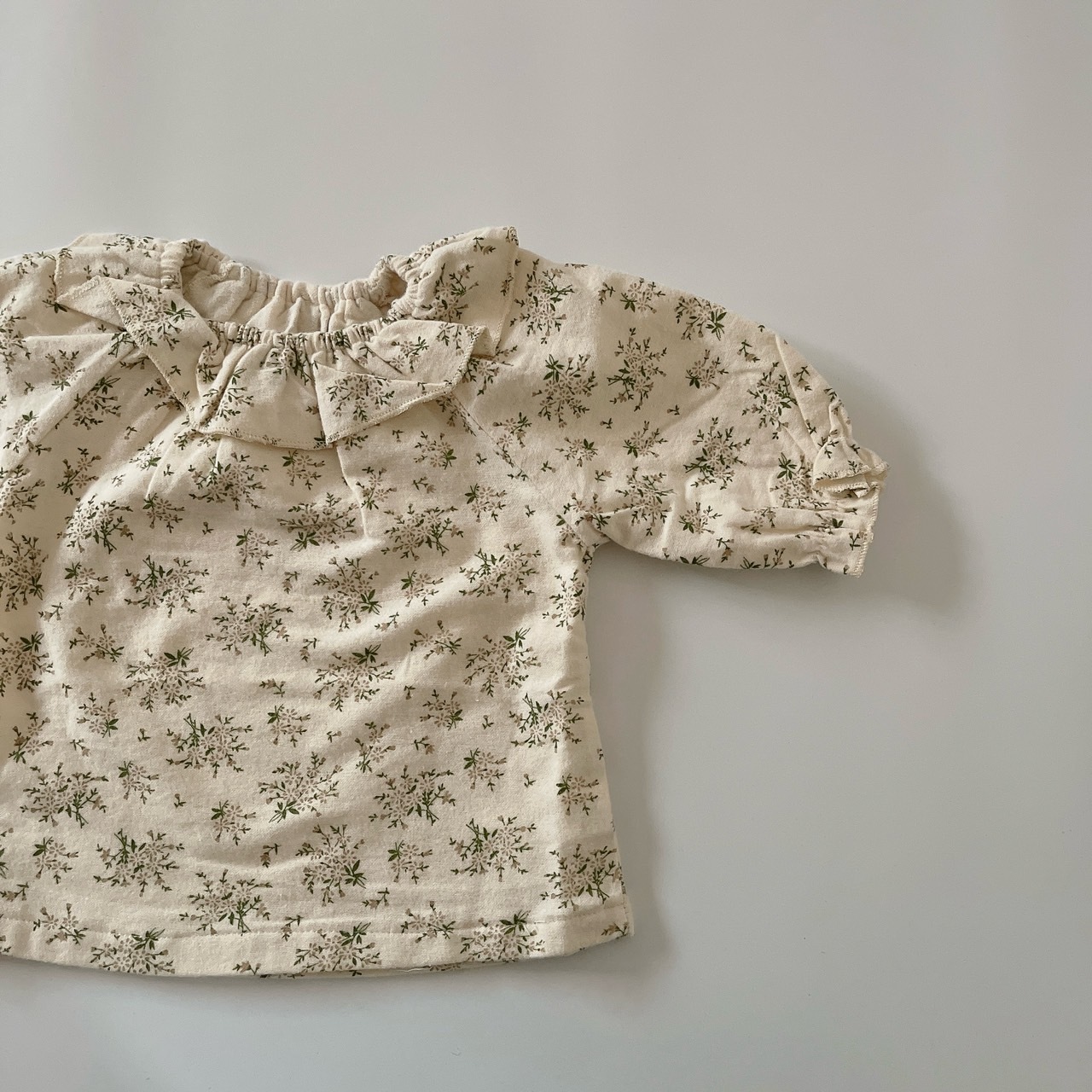 碎花荷葉領上衣