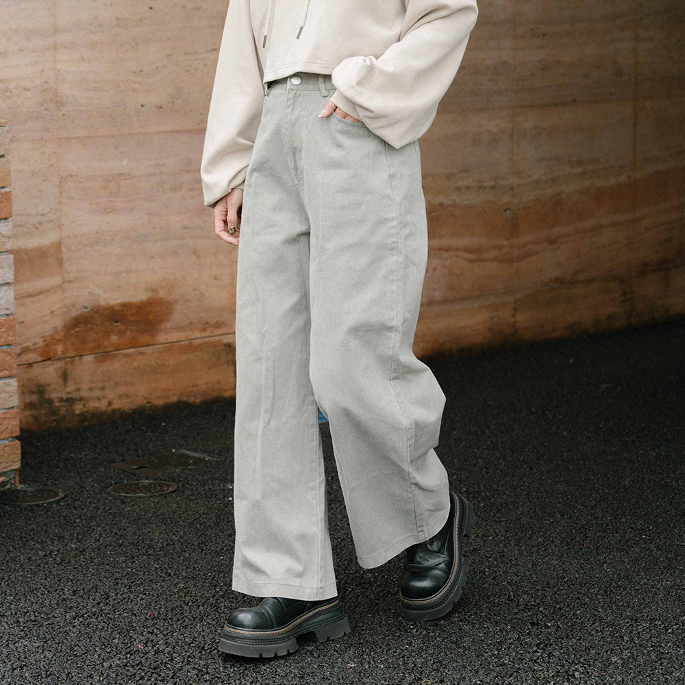 Distressed washed design wide trousers available in two colors S/M/L【04101875】in stock+pre-order