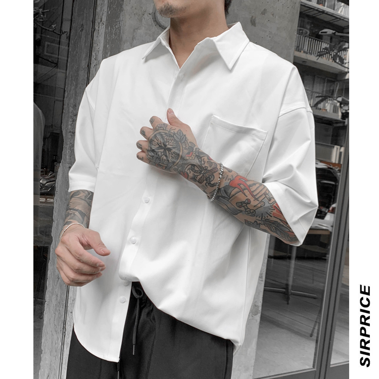 超質感抗皺口袋短袖襯衫