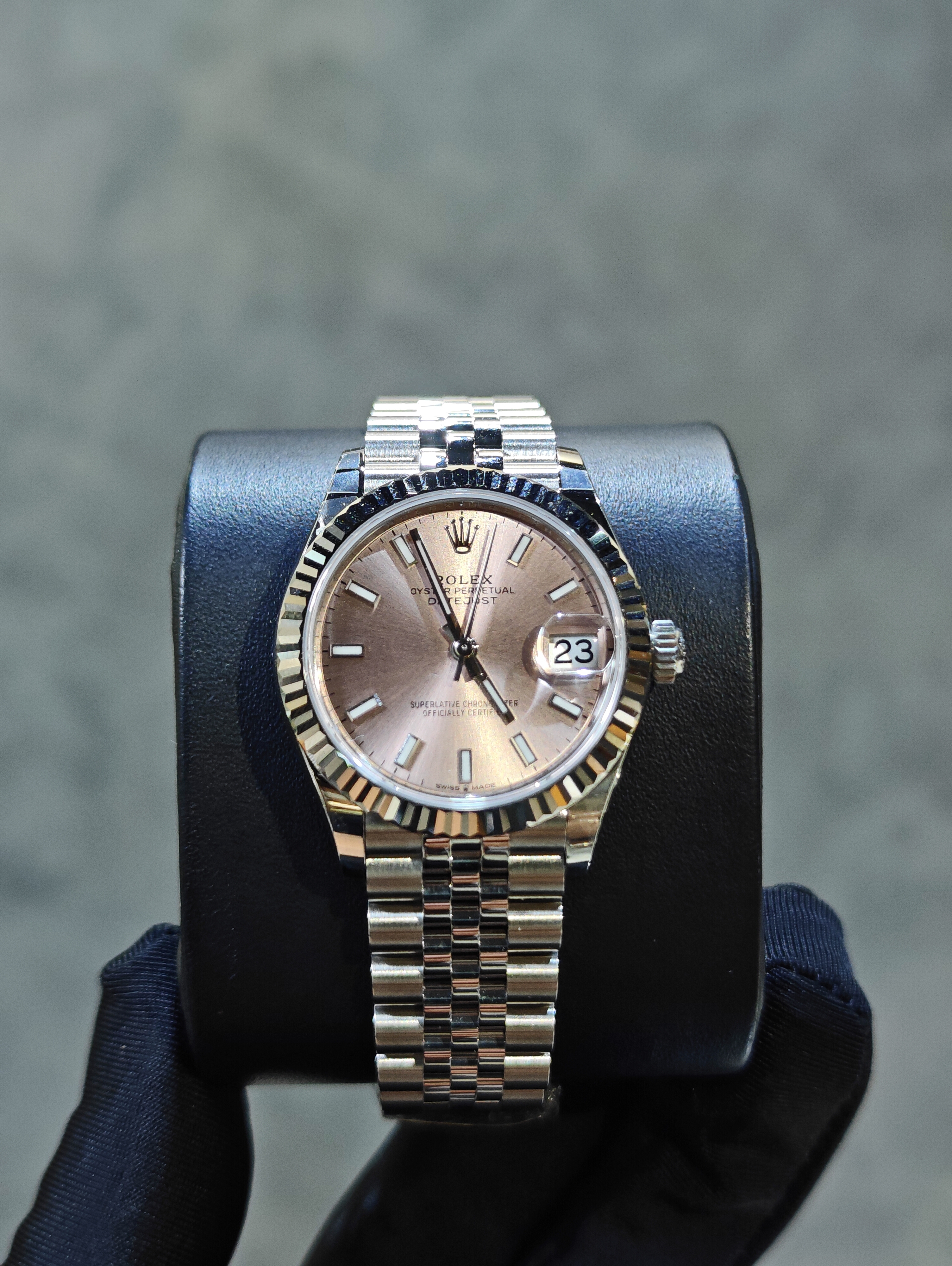 278274 | ROLEX PINK DIAL WHITE GOLD STEEL DATEJUST 31