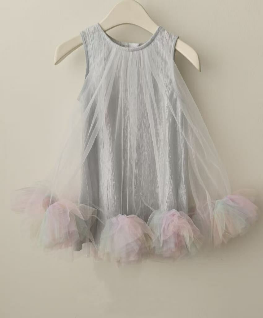 BYB03D18GY 灰色花仙子泡泡腳背心紗裙