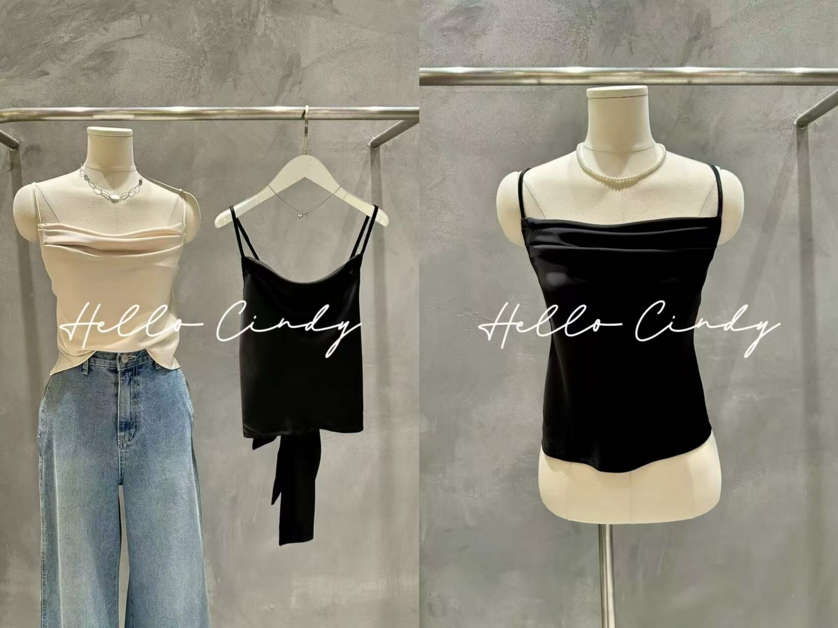 N03023 現貨-正韓設計師品牌知性女人緞面綁帶細肩上衣