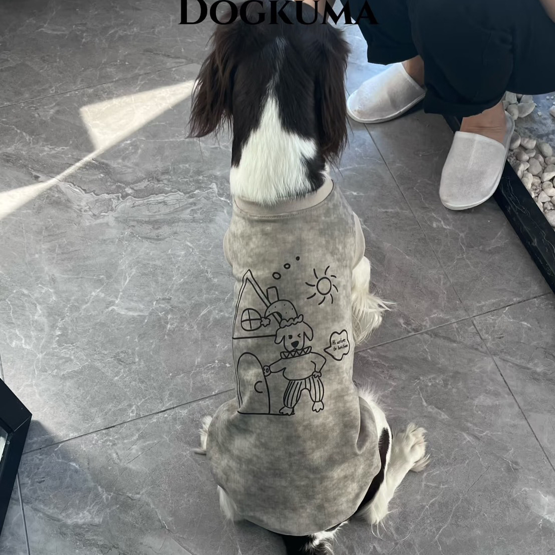 DOGKUMA - 塗鴉寵物親子裝T恤 - 霧霾灰（寵物款）