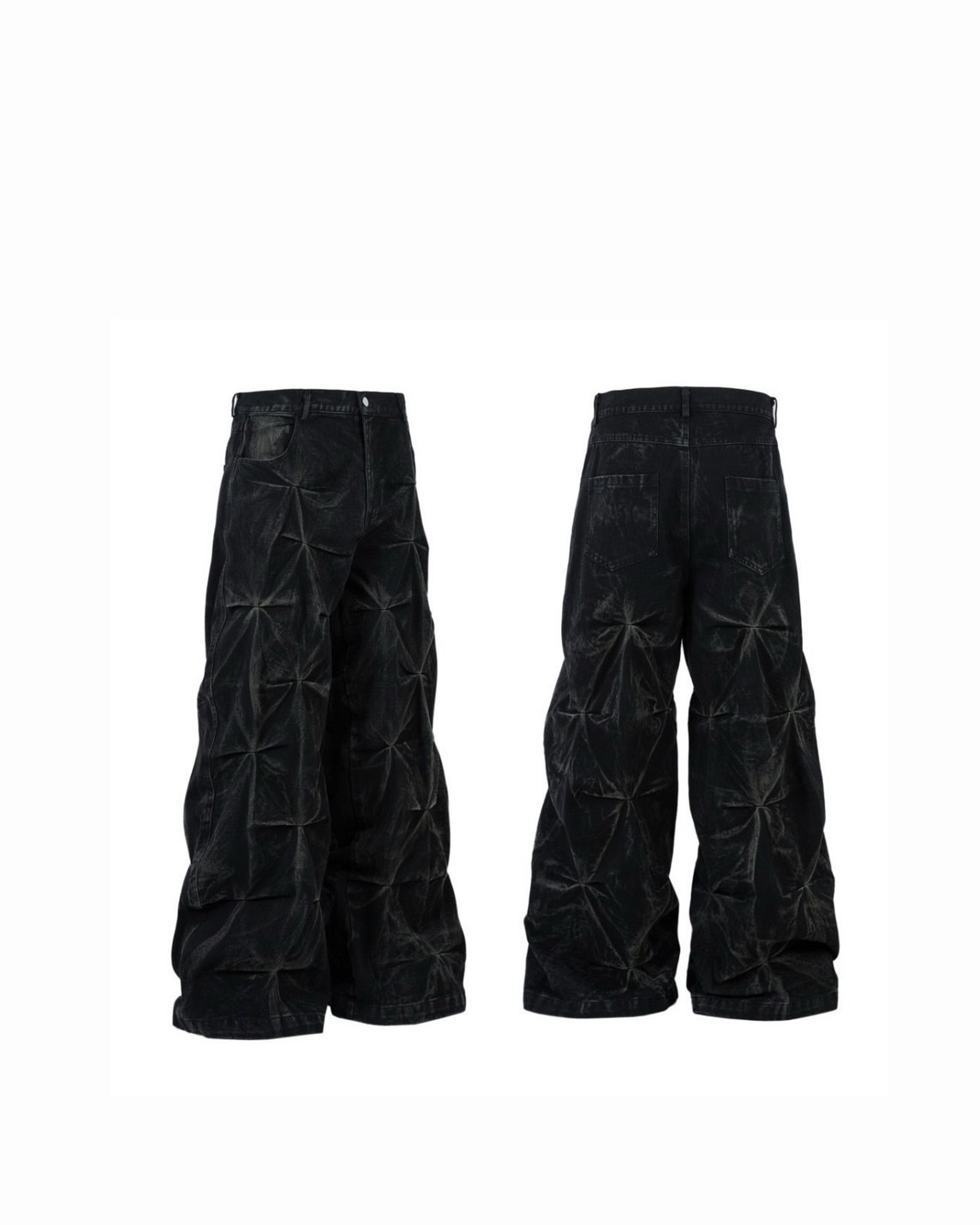 UNISEX 重磅 設計感 摺痕 #牛仔褲