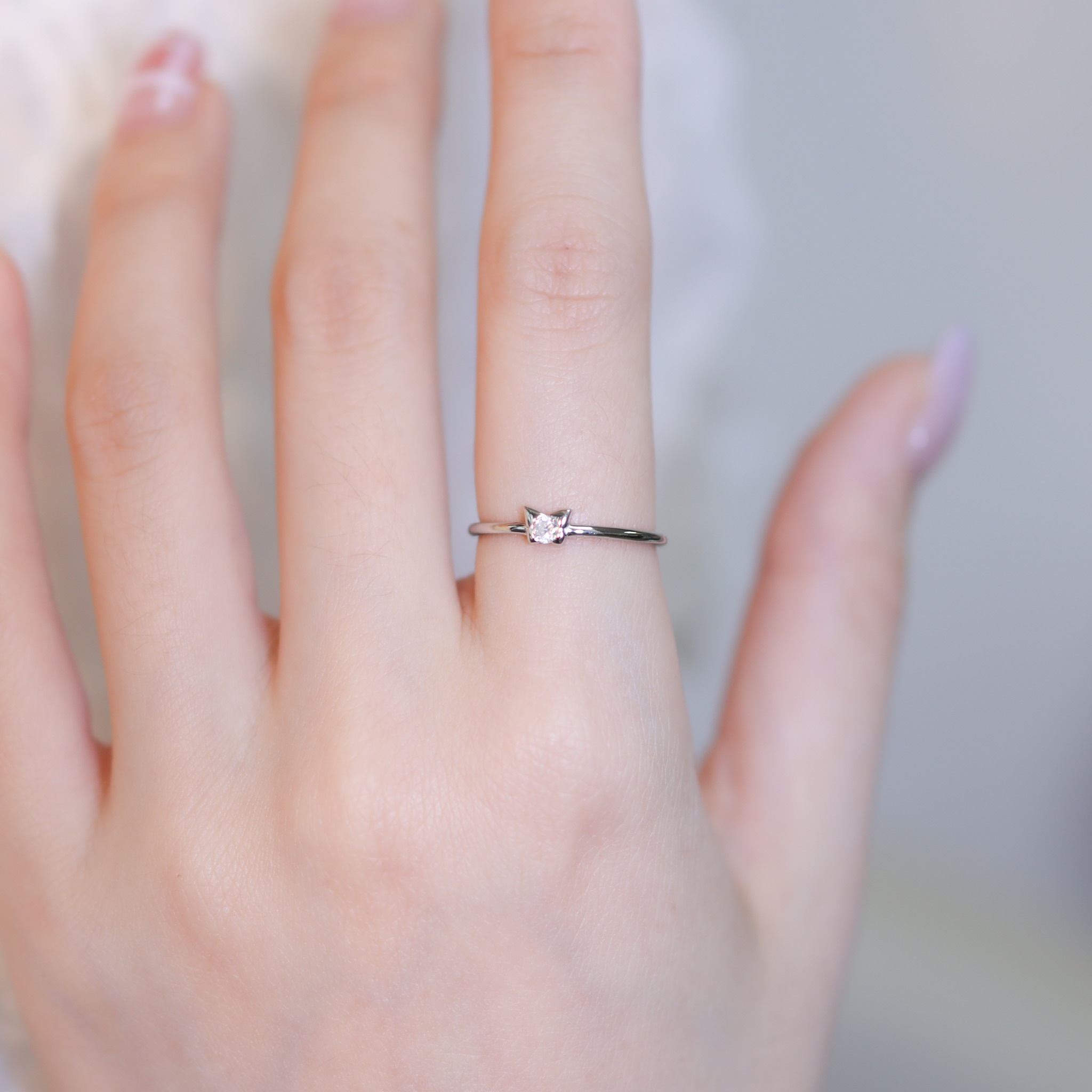 | 925純銀・厚鍍白金 | 小蝶願戒指  | RI0829 |