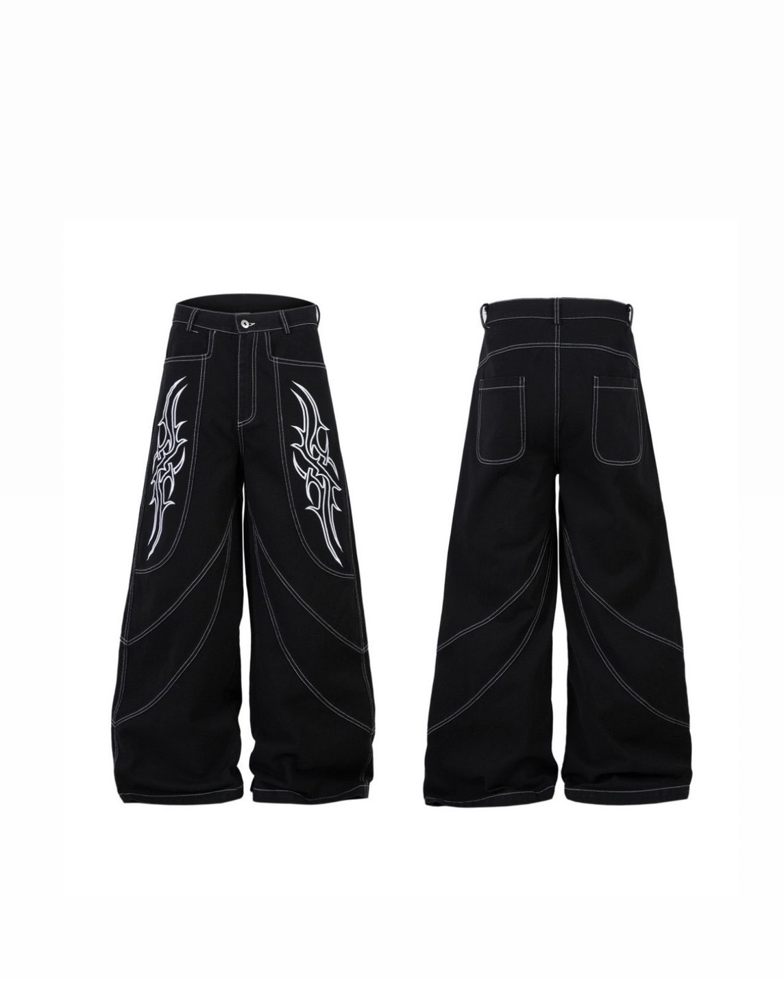 UNISEX 美式 荊棘 反車線 設計 #牛仔褲