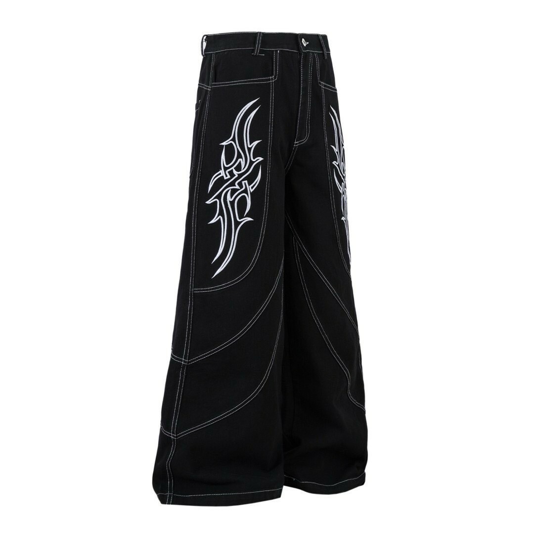 UNISEX 美式 荊棘 反車線 設計 #牛仔褲