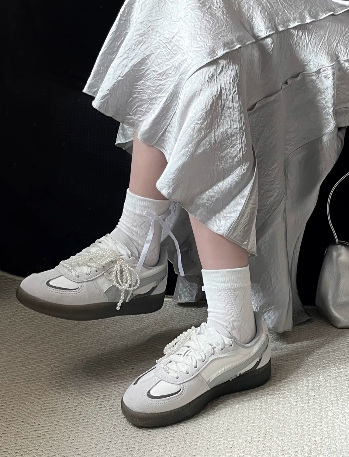 Puma Palermo 銀灰色 芭蕾風 蕾絲 緞帶 德訓鞋 401286-01/預購