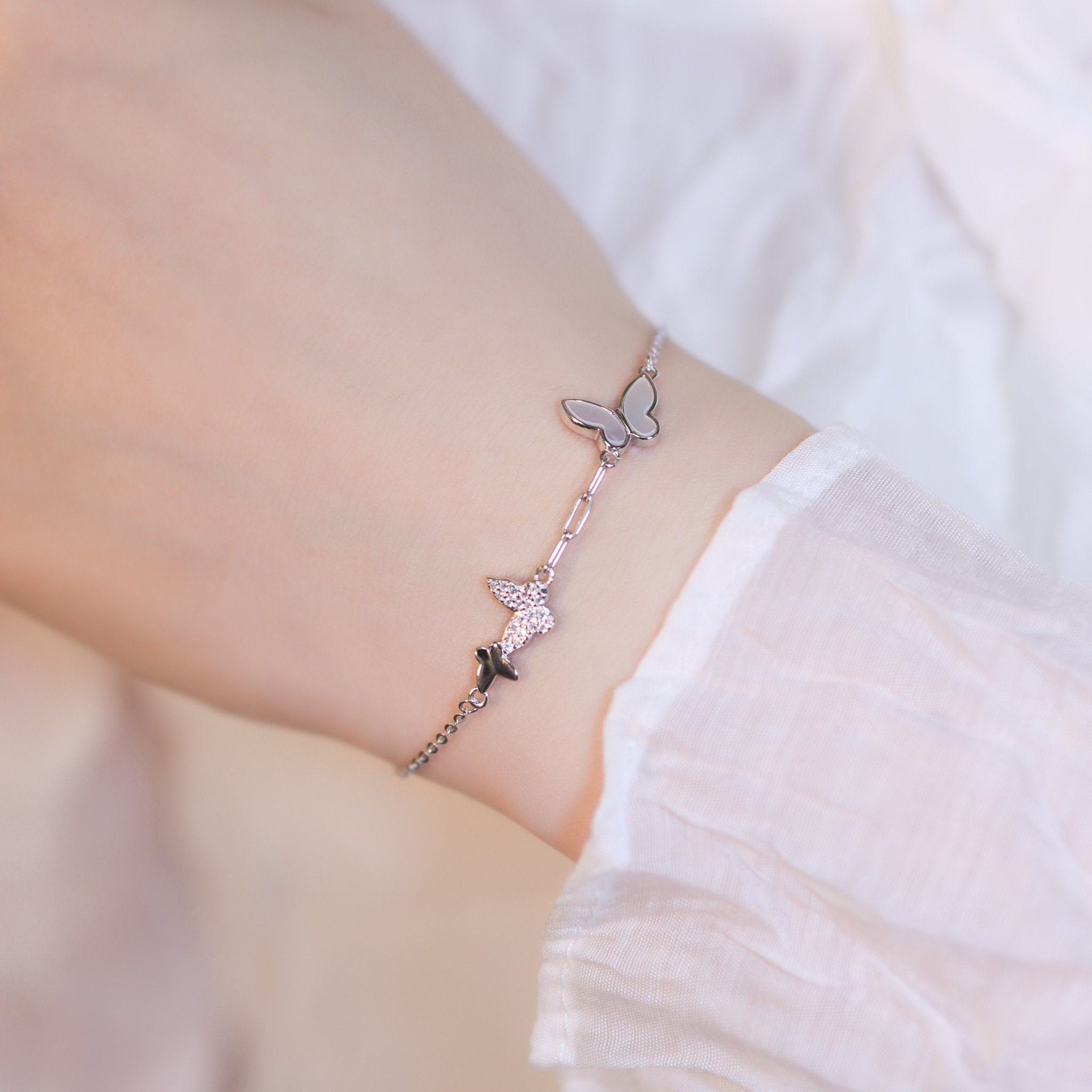 | 925純銀・白金 | 純潔蝴蝶手鏈 | BR1285 |