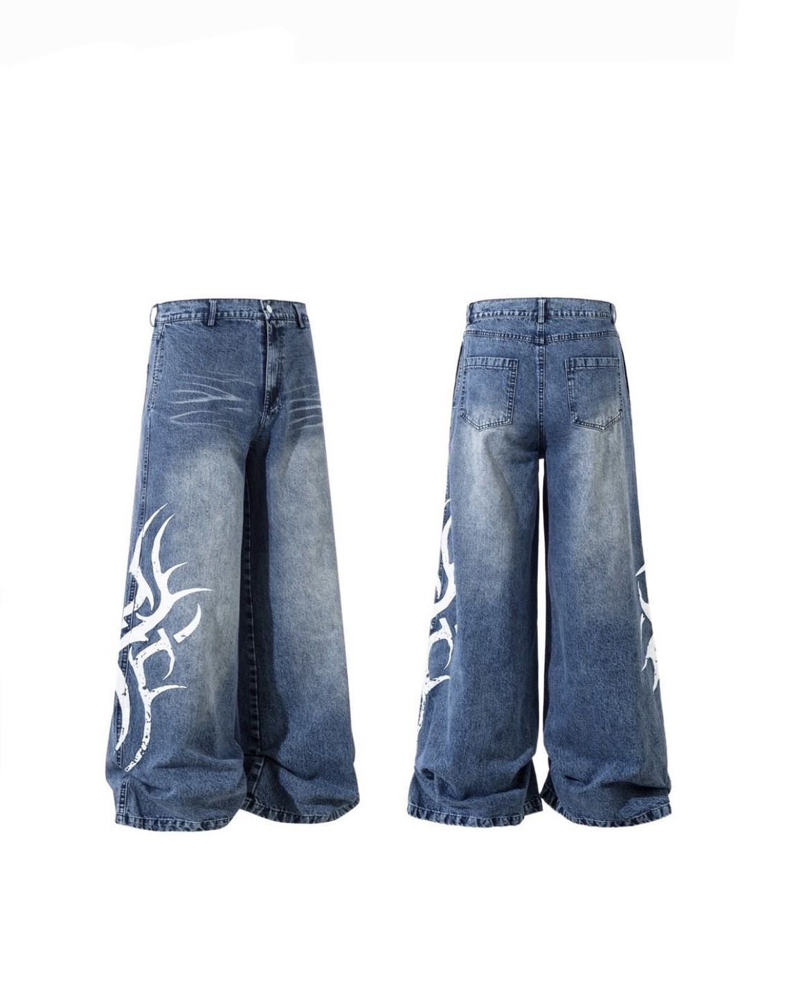 UNISEX 圖騰 印花 #牛仔褲