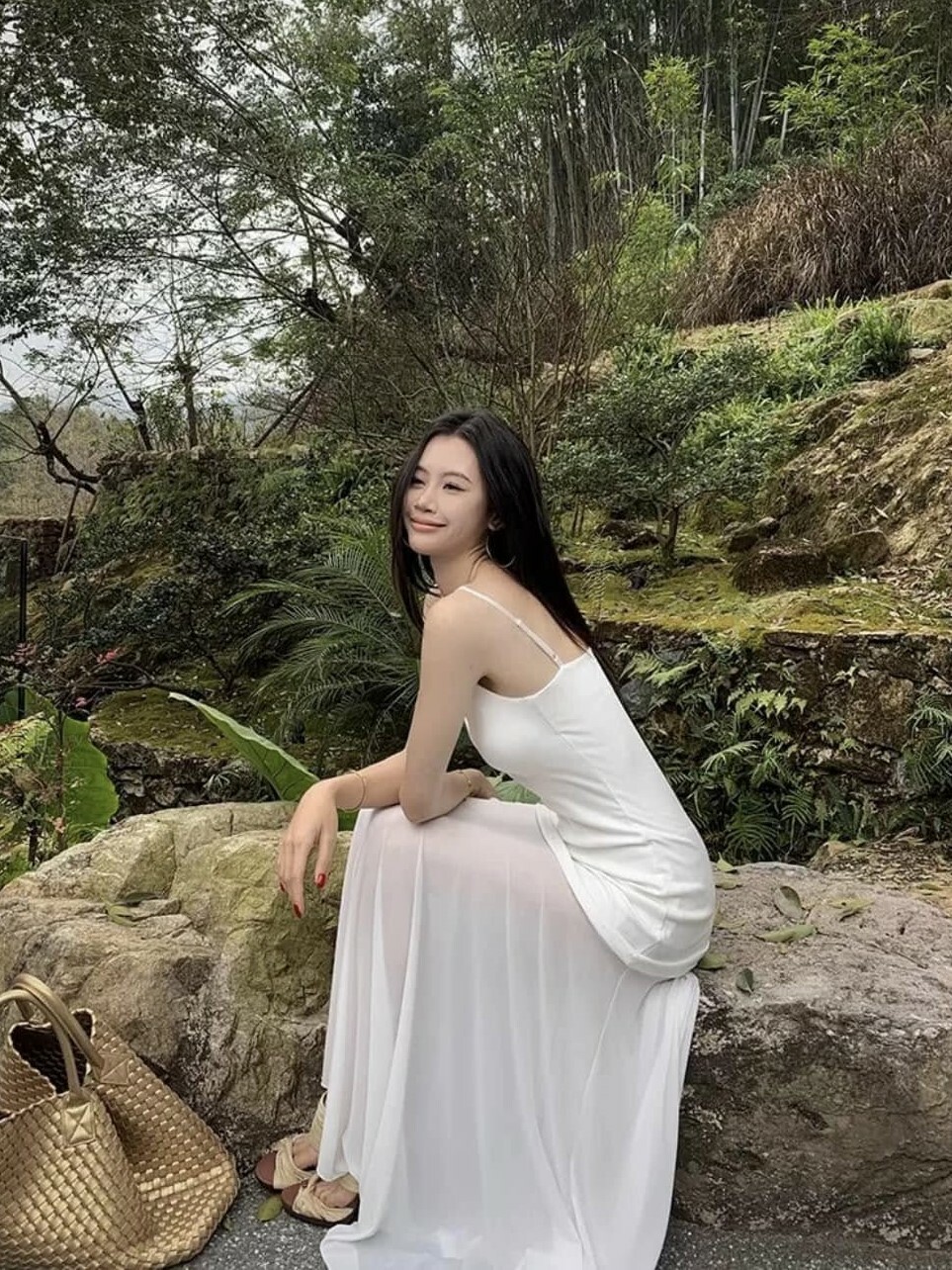 洋裝丨拼接網紗細肩長洋裝