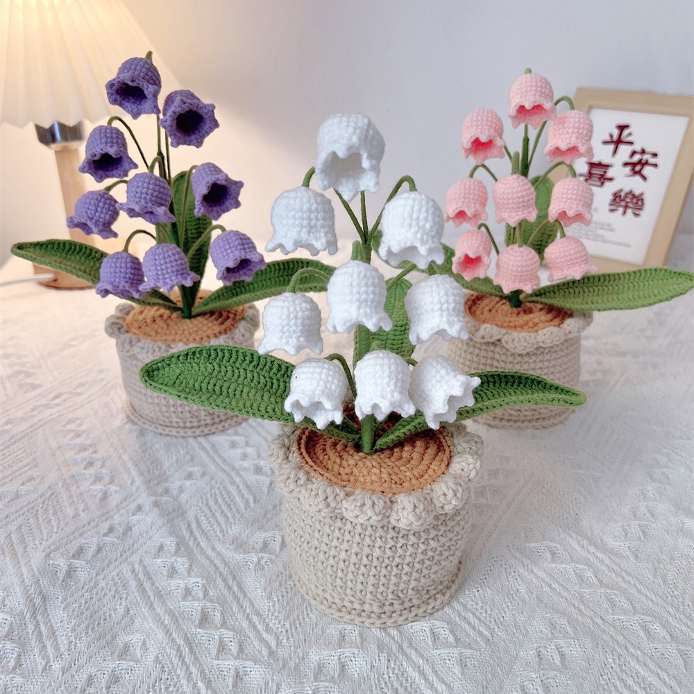 《5723》編織毛線花裝飾擺設盆栽