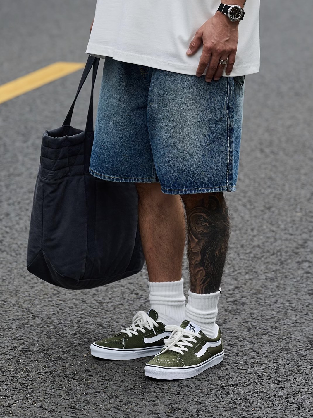 #預購 Broshood 25SS 復古 水洗 潑墨 補丁 牛仔短褲 五分褲