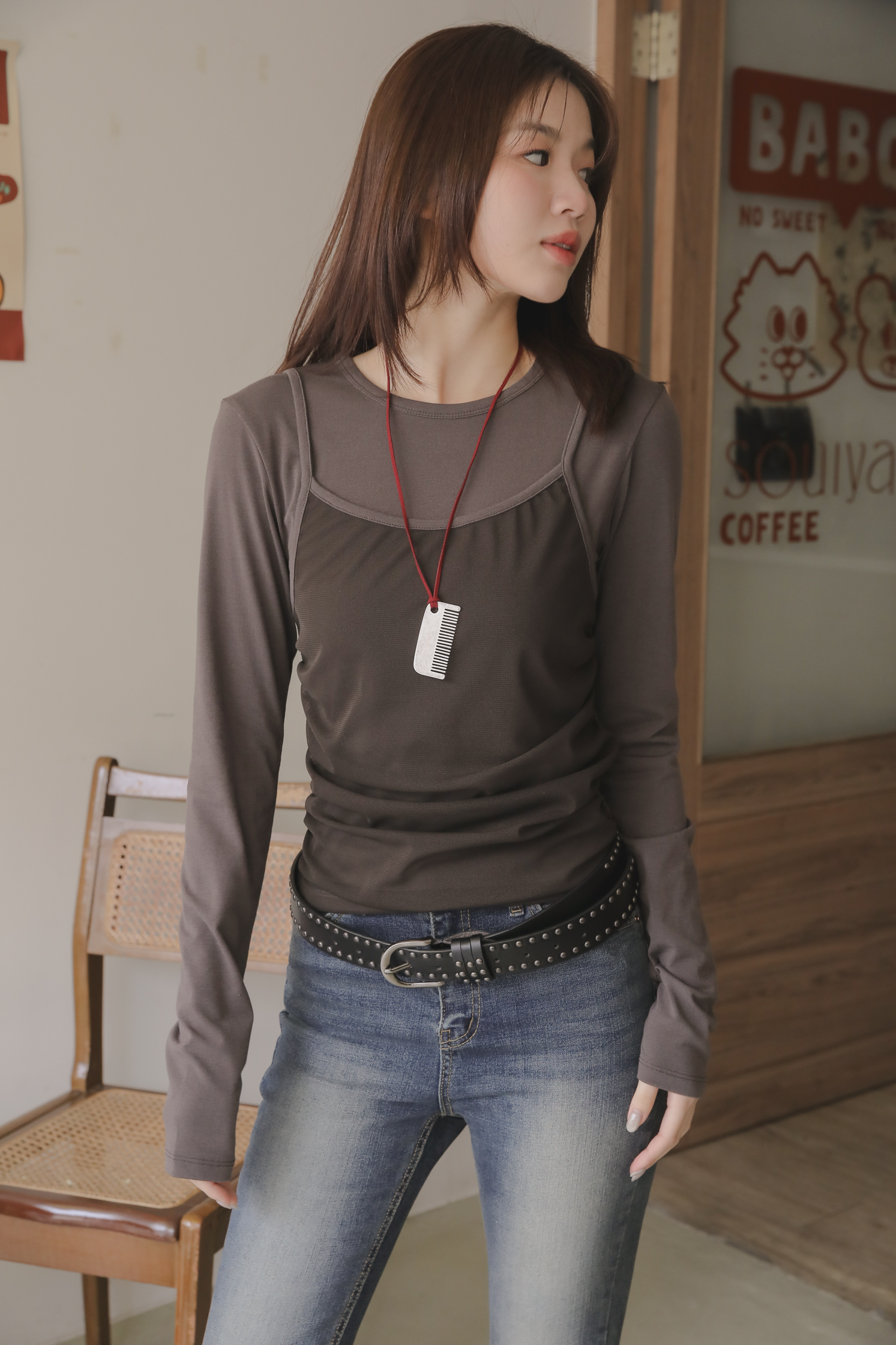 Mesh Layered Tee #上衣