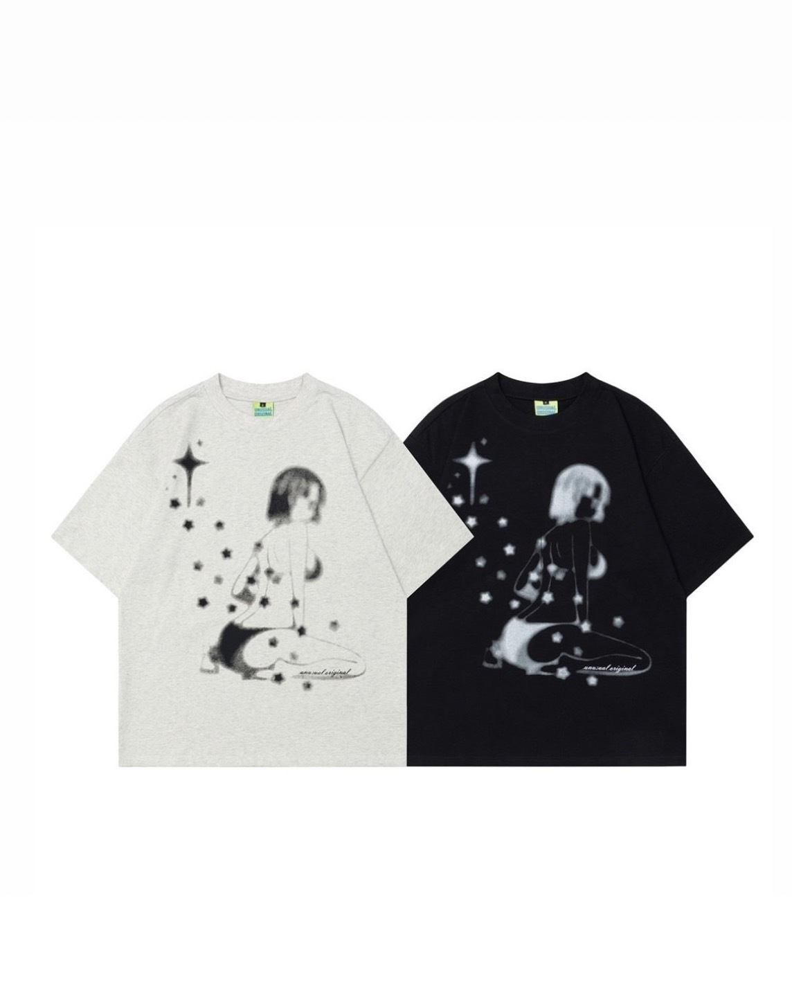 UNISEX 復古 模糊 人物 上衣 #短袖