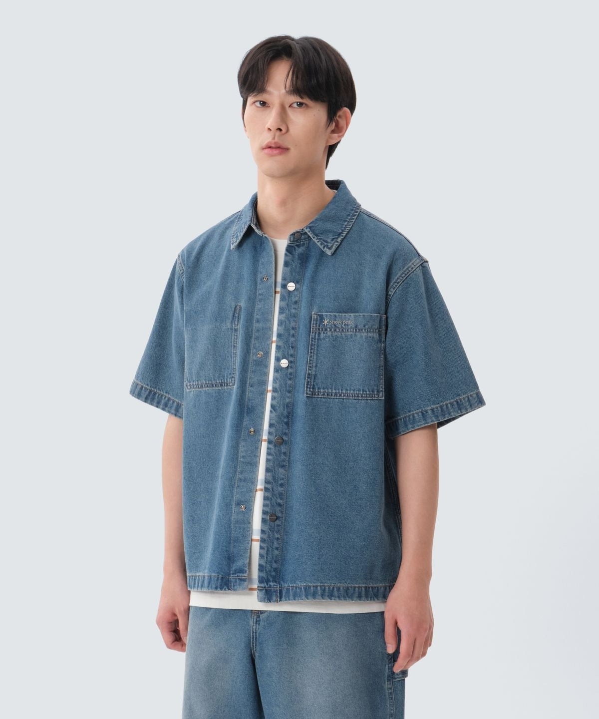 【代購】Snow Peak 雪諾必克 玄彬同款 Denim 單寧 短袖 襯衫 S25ZMFSH76
