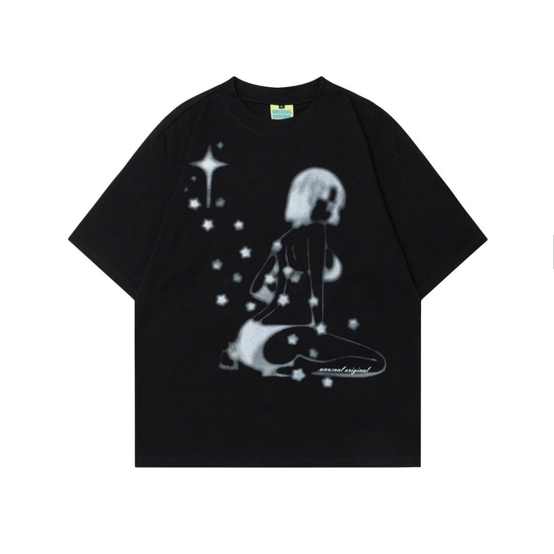 UNISEX 復古 模糊 人物 上衣 #短袖