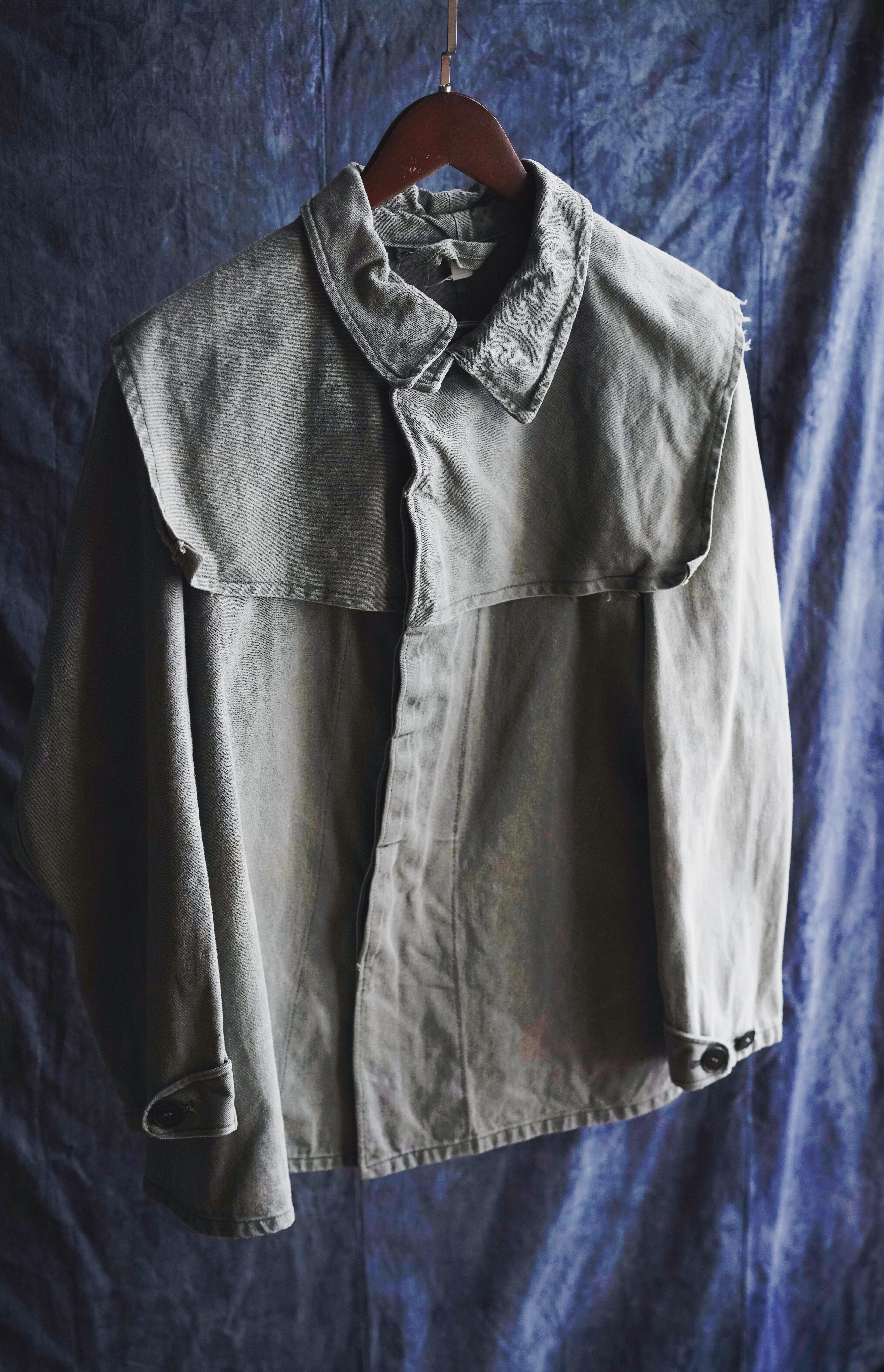 70s German Firefighter cotton Cloak Jacket / 德國消防隊 斜紋棉布斗篷工作外套