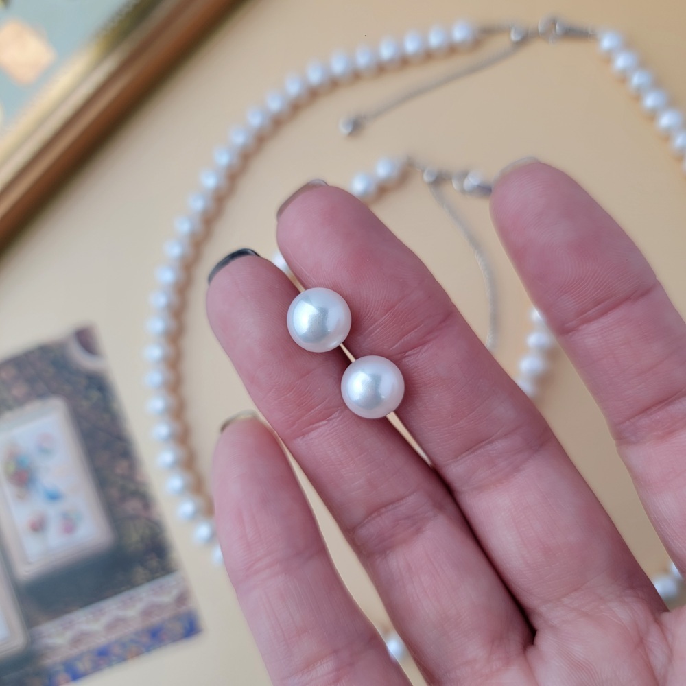 【me.luxe】SV珍珠項鍊手鍊耳環套組