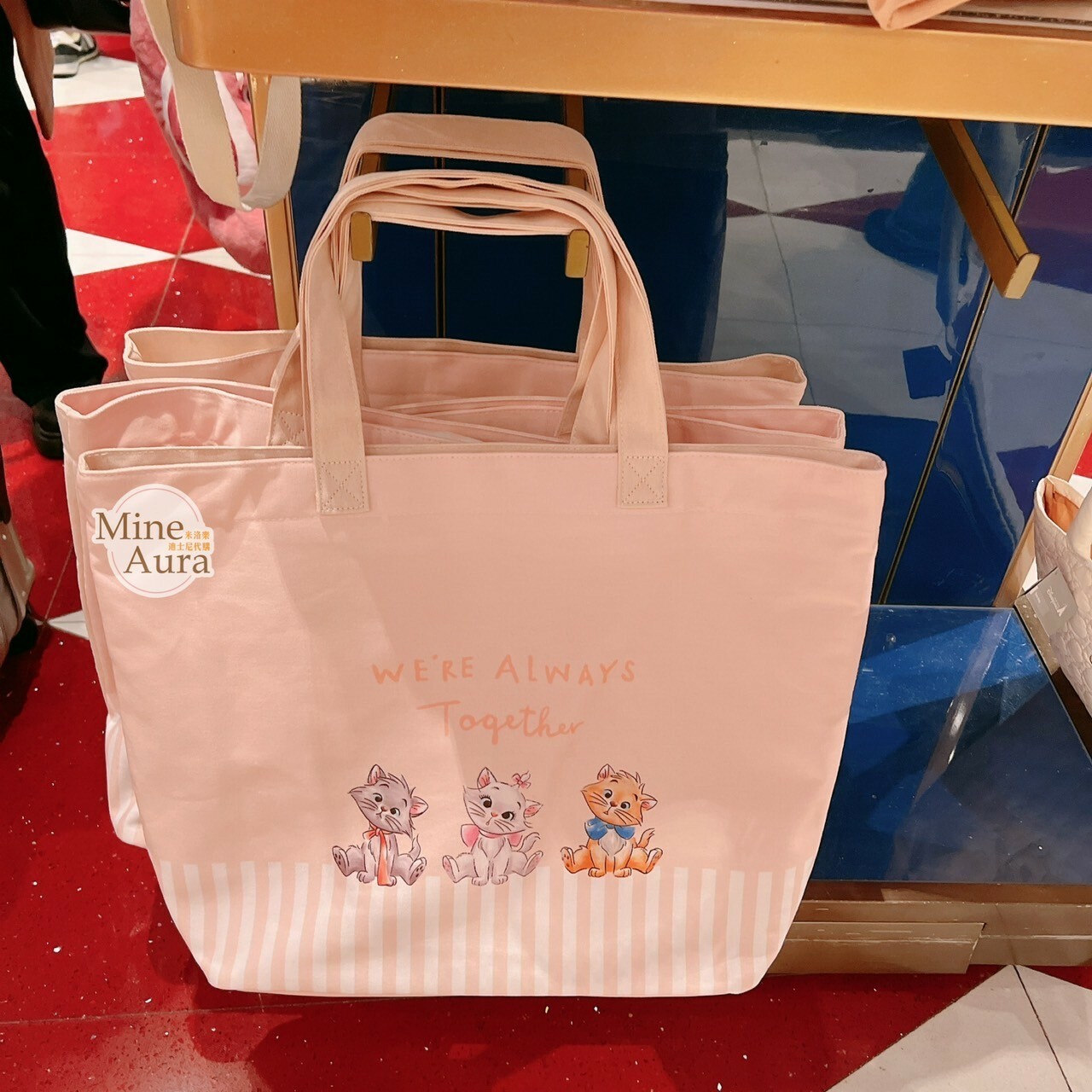 瑪莉貓 Marie 坐姿圖案 粉色 手提包 托特包 貓兒歷險記 The Aristocats -香港迪士尼樂園